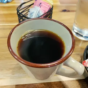 a cup of coffee on a table