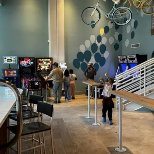 First floor arcade games near the bar
