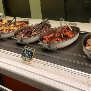 a variety of food items on display