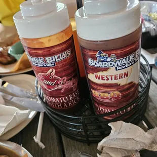 Variety of sauces on the table