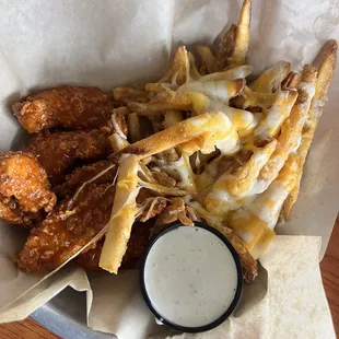 Tenders and cheese fries