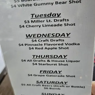 Drink specials