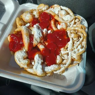Funnel cake with strawberries