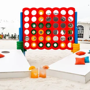 Beach games: connect four, corn hole, ping pong, etc.