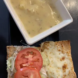 Tuna sub with bacon potato soup.