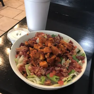Buffalo chicken salad minus shredded cheese and the delicious croutons... so good!!