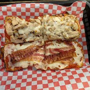 a close up of a sandwich in a basket
