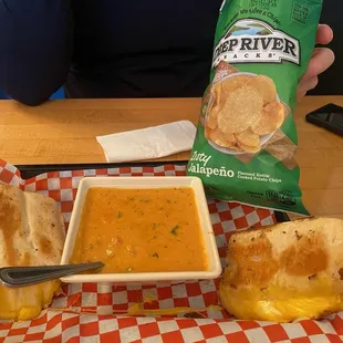 Grilled cheese grinder and tomato bisque