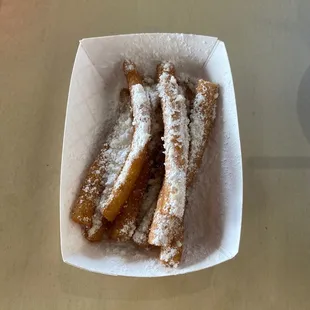 Saturday special: free funnel cake fries with a purchase over 25 bucks