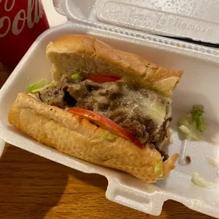 Really good cheesesteak, the picture doesn't do it justice. The bread is so fresh and has good quality ingredients.