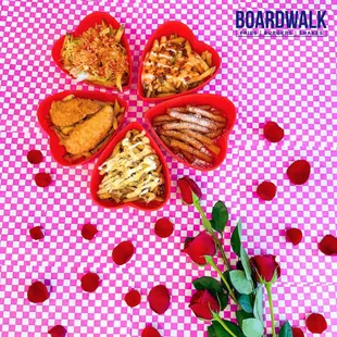 Fries, chicken tenders, funnel cake fries