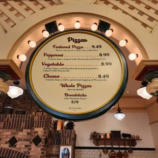 the menu for the restaurant