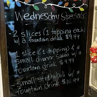 a menu on a blackboard