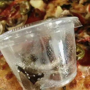 A plentiful side of anchovies. There were approximately 12 full fillets in the container and they were delicious.