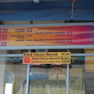 the menu for the restaurant