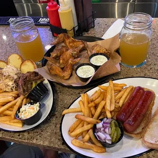 Sliders, wings, hot dog and Summer Shandy!