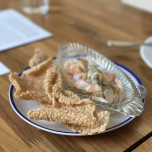Baja shrimp with shrimp crackers