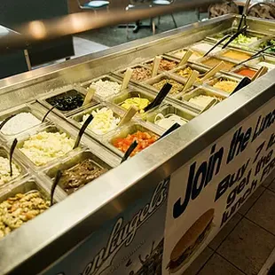 Soup and salad bar everyday, all day long. With the biggest variety of fresh produce and homemade soups daily.