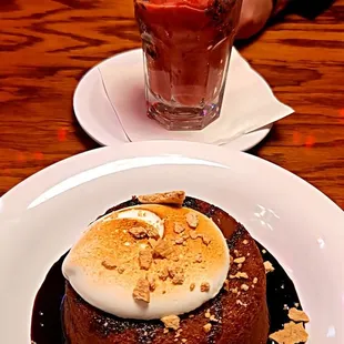 NYE Desert. Smores Lava Cake and Sherbert Champage.