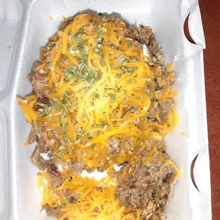 Loaded potatoe with chopped brisket.