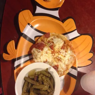 Kids meals served on fish plates.