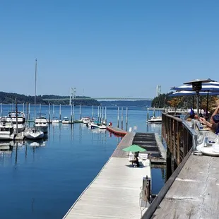 Seating at the deck at Boathouse