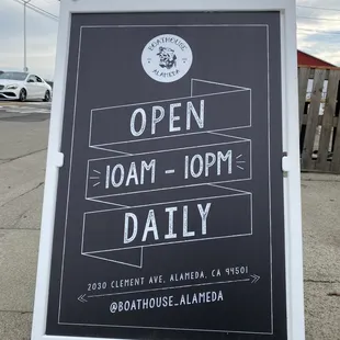 open 10am - 10pm daily sign