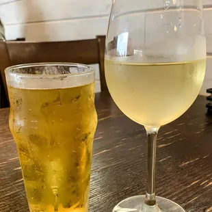 a glass of white wine and a glass of white wine