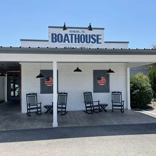 the front of the boathouse