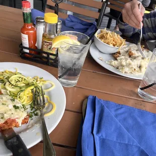 Parmesan chicken with doodles and Chicken fried sirloin