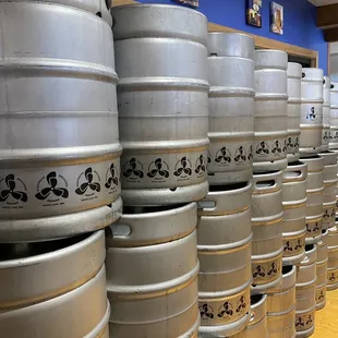 stacked kegs
