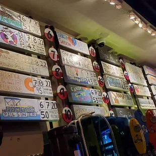 a wall of license plates