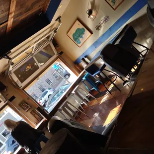 NW tap room corner has a  garage door that opens for fresh air
