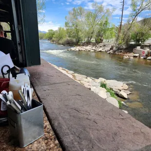 Here&apos;s where we sat for lunch at Boathouse Cantina!