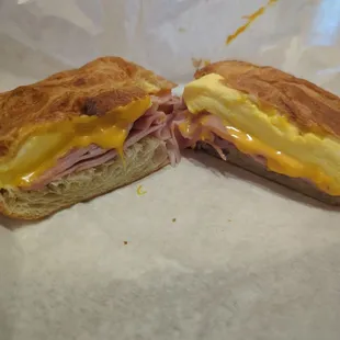 Croissant breakfast sandwich