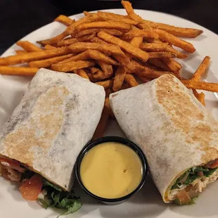 Chicken &amp; Bacon Wrap &amp; sweet potato fries