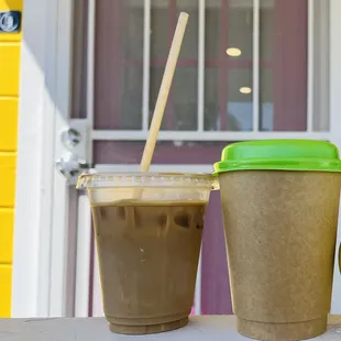 Iced rose latte, orange blossom matcha latte