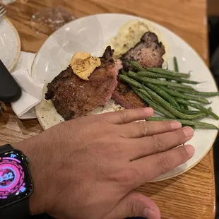 Tiny portion size and 25% fat cut of prime rib.  Blackened Prime Rib*