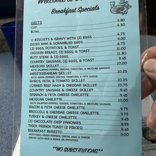 Breakfast specials