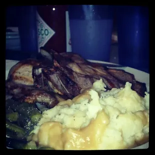 Pork Chops with Mash and String beans