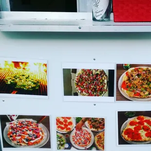 a variety of pizzas