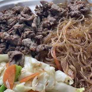 Bugolgi , &amp; 2 sides vegetables &amp; glass noodles