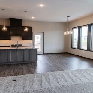 kitchen and living room