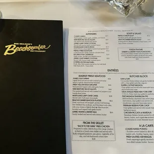 Menu and cocktail selection