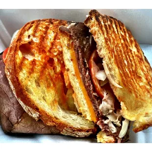 Roast Beef and Cheddar Panini. Nice!