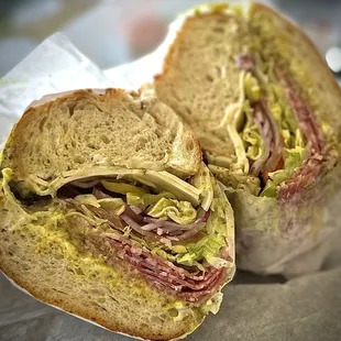 Salami sandwich on sour roll