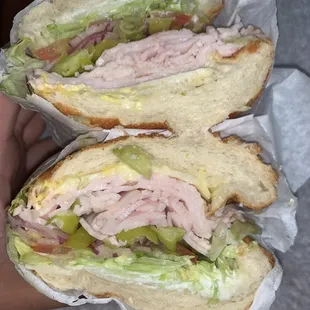 Smoked turkey &amp; pepper Jack with everything on Dutch crunch