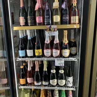 a refrigerator full of bottles