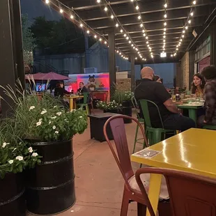 Recess patio has open air seating