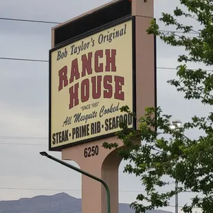 a sign for the restaurant